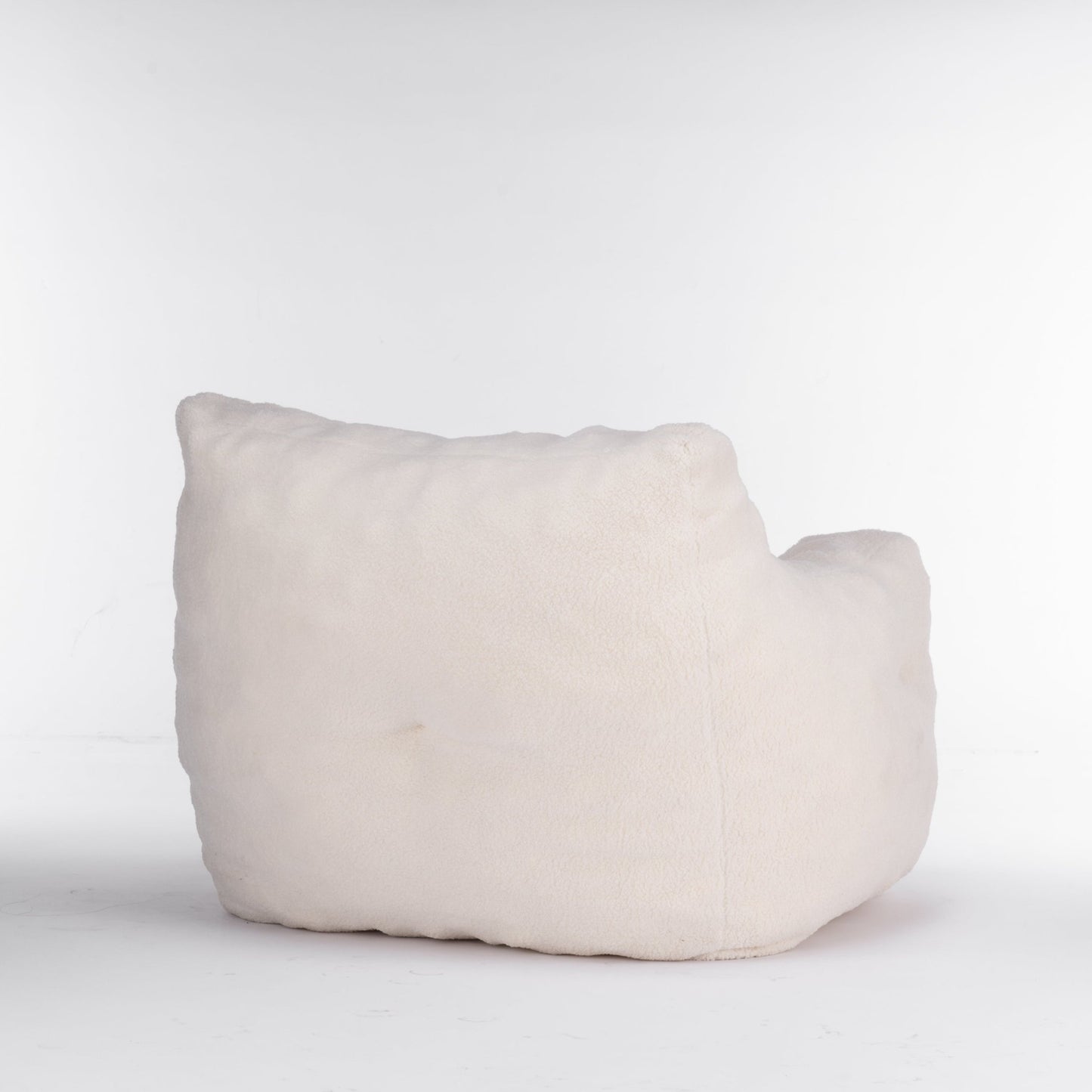 010 - Soft Teddy Fabric Tufted Foam Bean Bag Chair With Teddy Fabric Ivory White - Usofuns