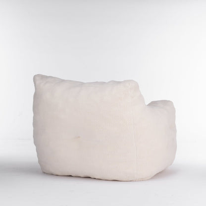 010 - Soft Teddy Fabric Tufted Foam Bean Bag Chair With Teddy Fabric Ivory White - Usofuns