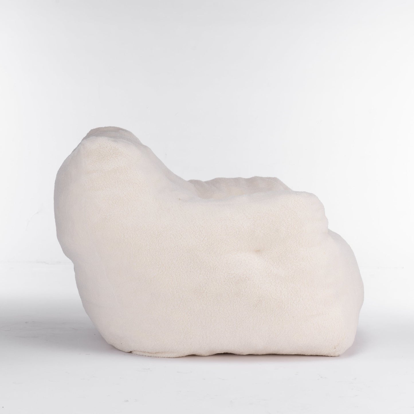 010 - Soft Teddy Fabric Tufted Foam Bean Bag Chair With Teddy Fabric Ivory White - Usofuns
