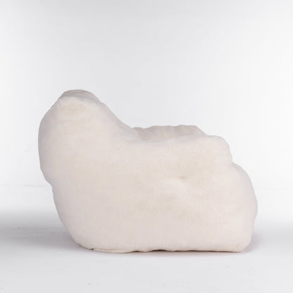 010 - Soft Teddy Fabric Tufted Foam Bean Bag Chair With Teddy Fabric Ivory White - Usofuns
