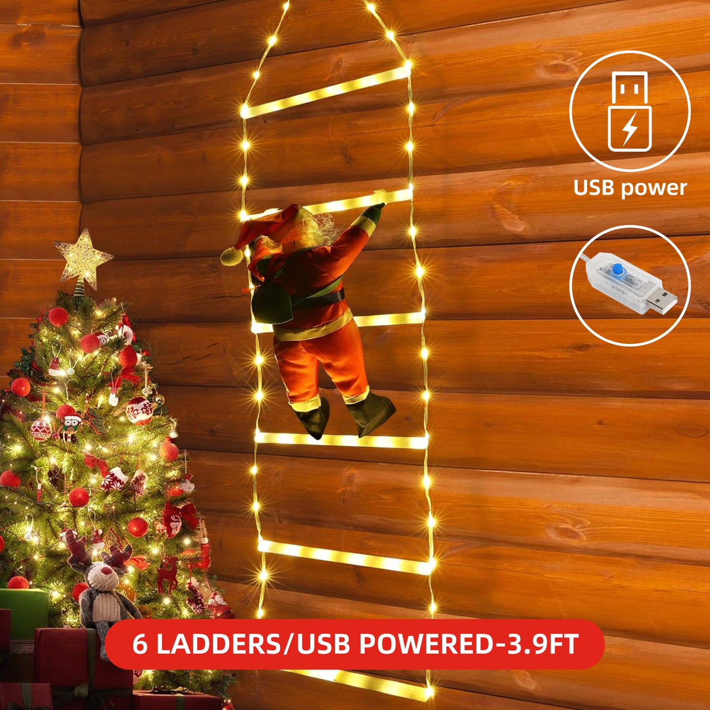 Christmas Santa Climbing Stairs Light