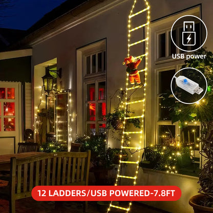 Christmas Santa Climbing Stairs Light