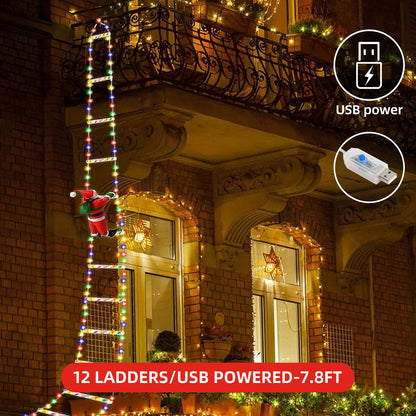 Christmas Santa Climbing Stairs Light