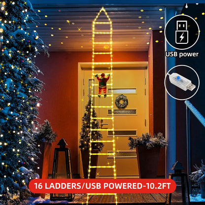 Christmas Santa Climbing Stairs Light