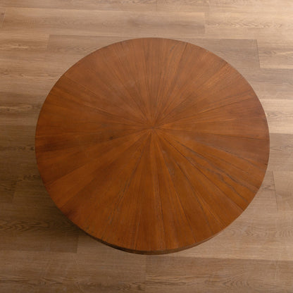 31.50'Vintage Style Bucket Shaped Coffee Table with storage function, for Office, Dining Room and Living Room, Brown - Usofuns