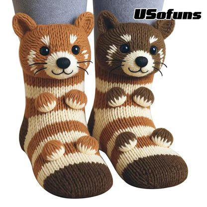 Cozy 3D Knit Animal Socks