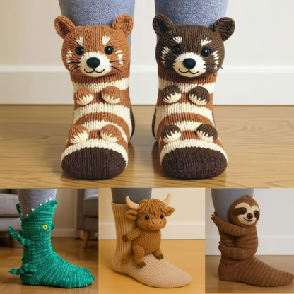Cozy 3D Knit Animal Socks