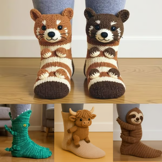 Cozy 3D Knit Animal Socks