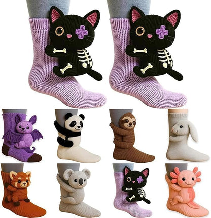 Cozy 3D Knit Animal Socks
