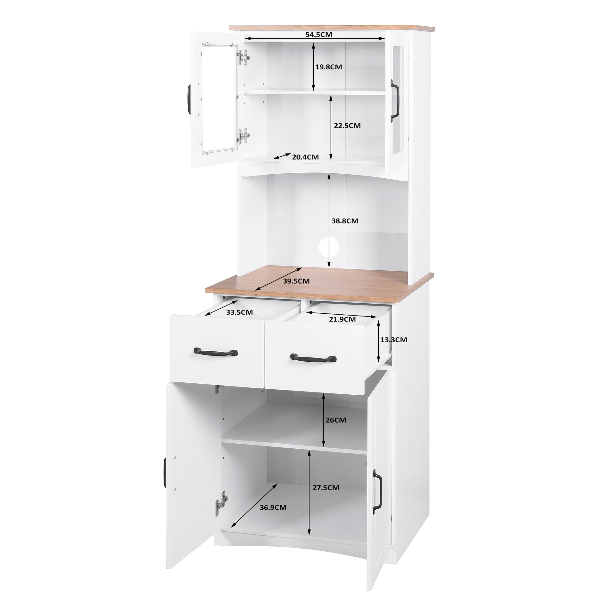 Double Layer White Kitchen Cabinet with Drawer
