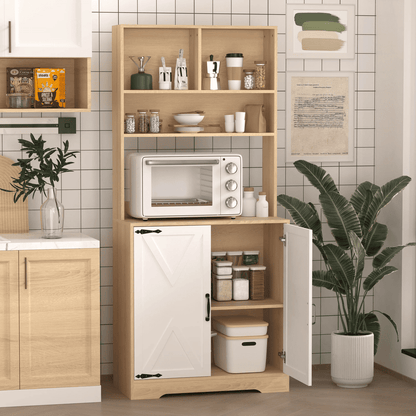 Pantry Cabinet with 2 Doors, 3-Tier Modern Kitchen Cabinet with Shelves, Freestanding Larder Cupboard, Kitchen Pantry Storage Cabinet for Kitchen, Dining Room 