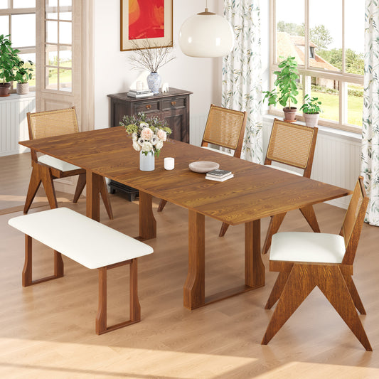 USOFUNS 6-Piece Modern Rubber Wood Dining Set