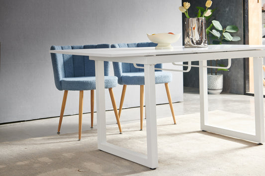white color,Square Extendable Dining Table with metal leg,Modern Space Saving Kitchen Table for Living Room( 70.86