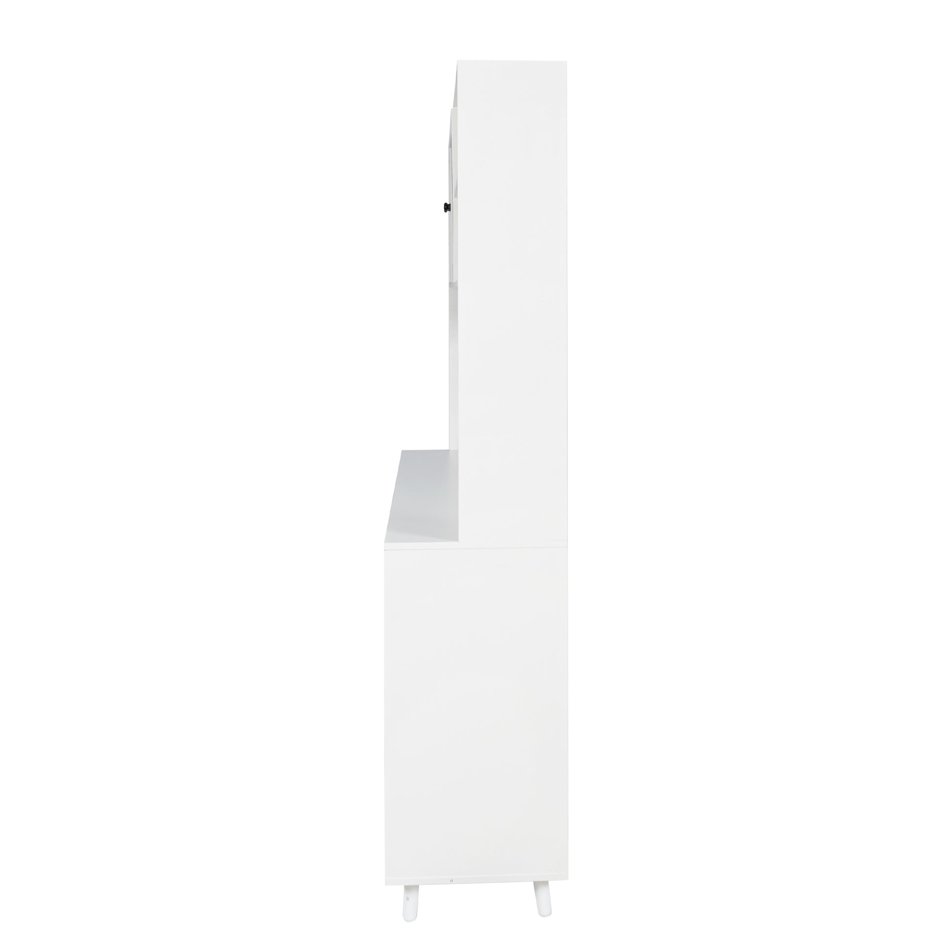 Three-layer White Pantry Cabinet with Drawers
