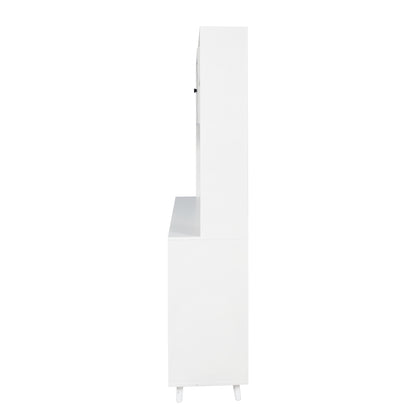 Three-layer White Pantry Cabinet with Drawers
