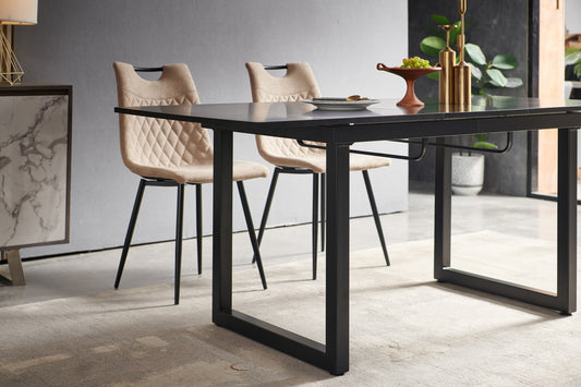 black color,Square Extendable Dining Table with metal leg,Modern Space Saving Kitchen Table for Living Room( 70.86