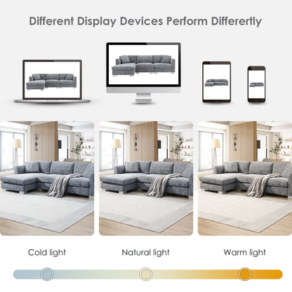 96*56' Modern Cloud Sectional Sofa,L - shaped Luxury Couch Set with 2 Free pillows,4 - seat Chenille Indoor Furniture with Oversized Chaise for Living Room,Apartment,Office,3 Colors - Usofuns
