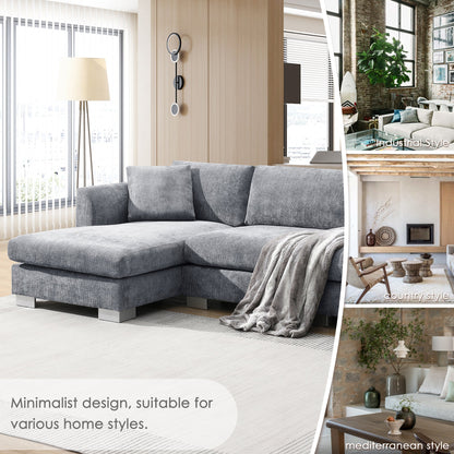 96*56' Modern Cloud Sectional Sofa,L - shaped Luxury Couch Set with 2 Free pillows,4 - seat Chenille Indoor Furniture with Oversized Chaise for Living Room,Apartment,Office,3 Colors - Usofuns