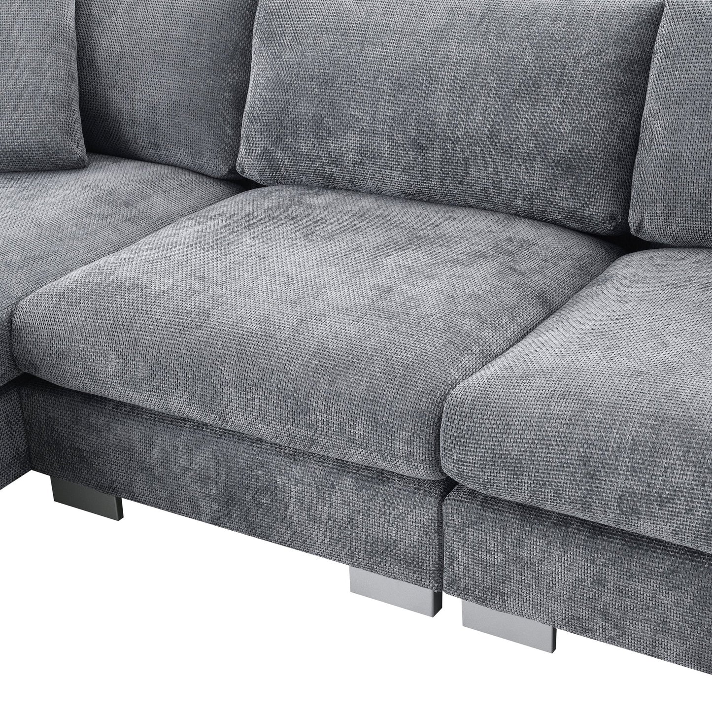 96*56' Modern Cloud Sectional Sofa,L - shaped Luxury Couch Set with 2 Free pillows,4 - seat Chenille Indoor Furniture with Oversized Chaise for Living Room,Apartment,Office,3 Colors - Usofuns