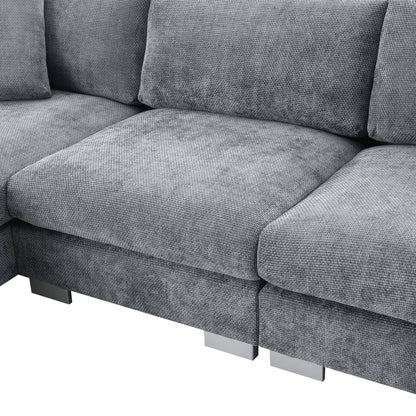 96*56' Modern Cloud Sectional Sofa,L - shaped Luxury Couch Set with 2 Free pillows,4 - seat Chenille Indoor Furniture with Oversized Chaise for Living Room,Apartment,Office,3 Colors - Usofuns