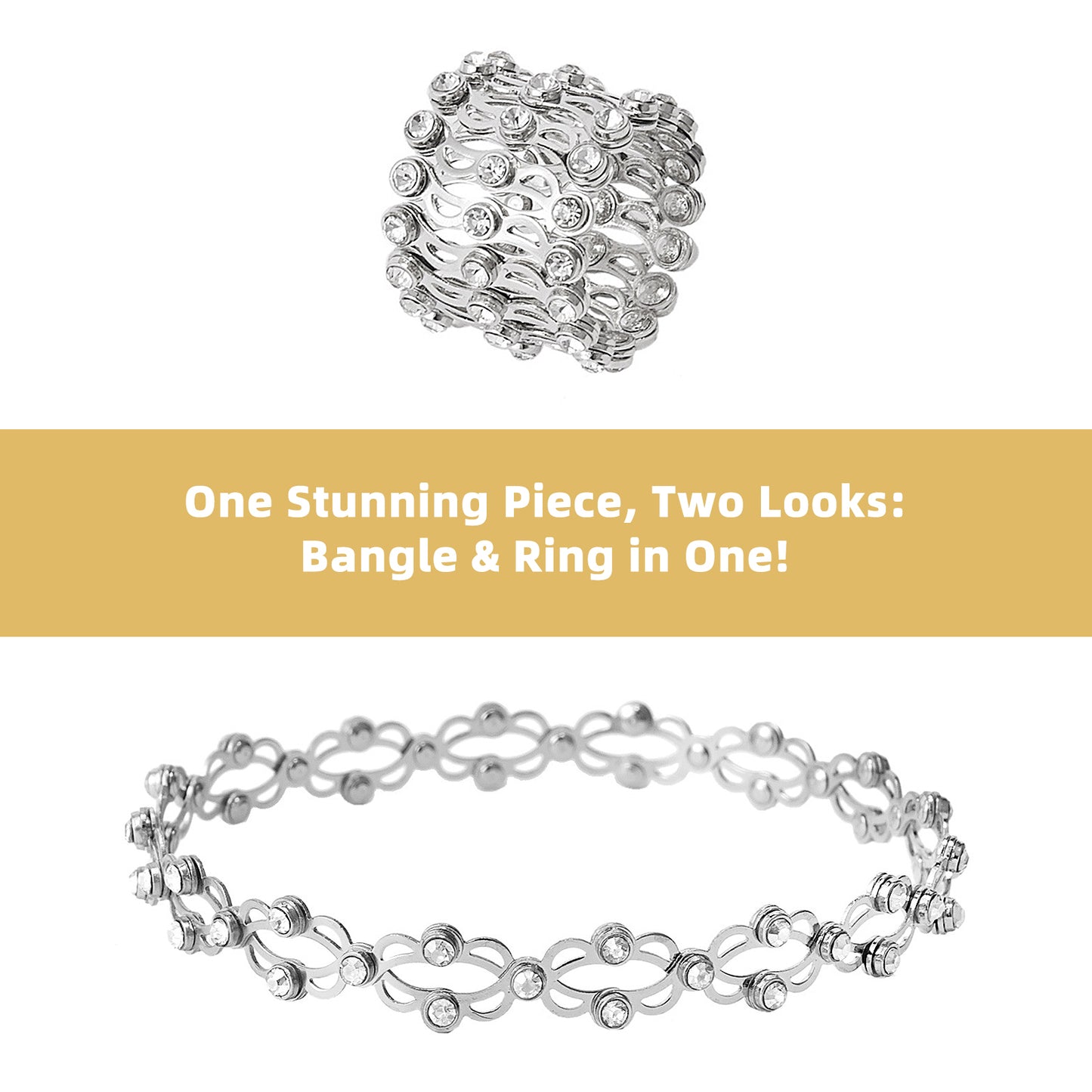 Convertible Bangle Ring with Sparkling CZ