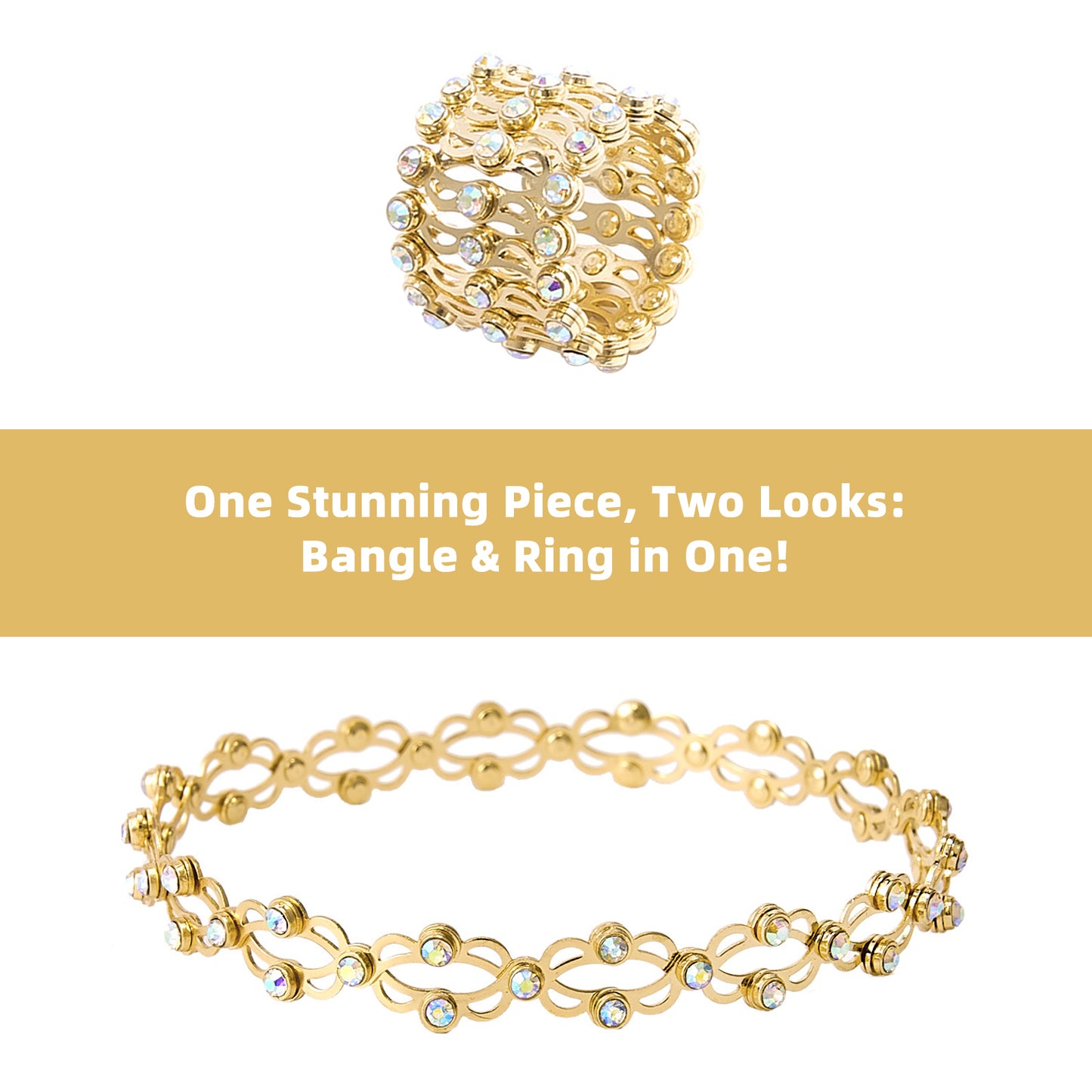 Convertible Bangle Ring with Sparkling CZ