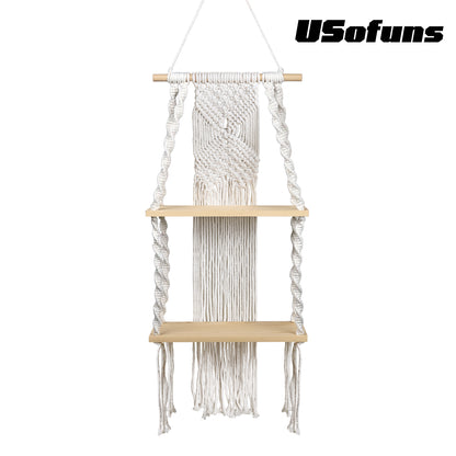 Handwoven Macrame Wall Shelf - Boho Plant Hanger