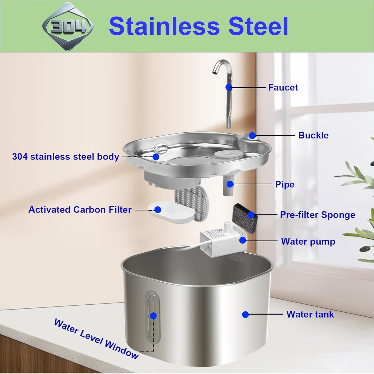 Cat Water Fountain Stainless