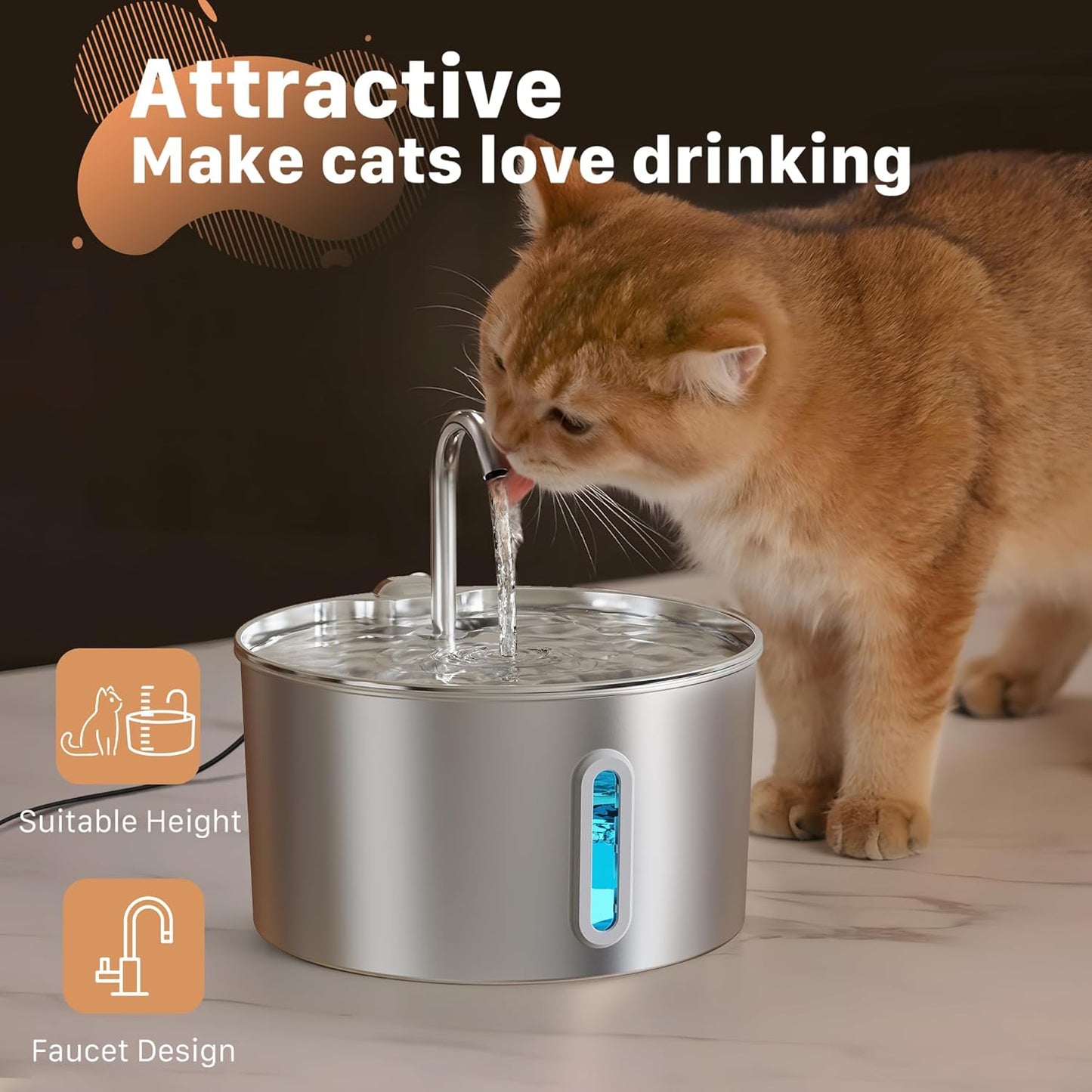 Cat Water Fountain Stainless