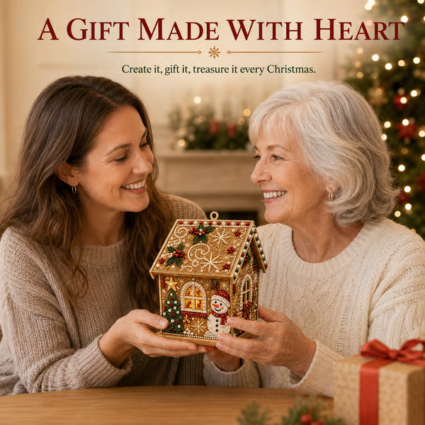 3D Christmas Wooden House Diamond Art Kit
