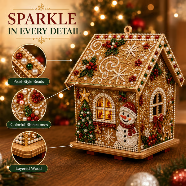 3D Christmas Wooden House Diamond Art Kit