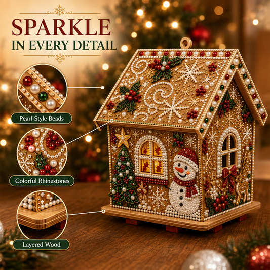3D Christmas Wooden House Diamond Art Kit