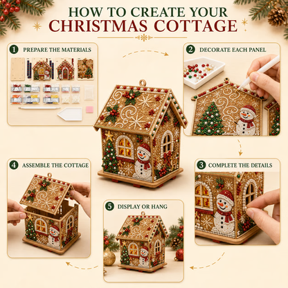 3D Christmas Wooden House Diamond Art Kit