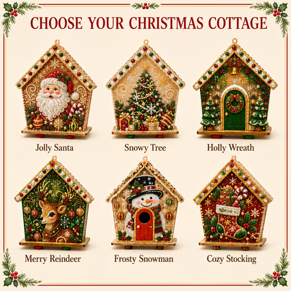 3D Christmas Wooden House Diamond Art Kit