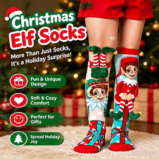 3D Christmas Elf Socks – Fun Plush Character Socks