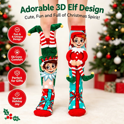 3D Christmas Elf Socks – Fun Plush Character Socks