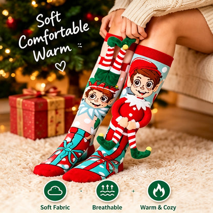 3D Christmas Elf Socks – Fun Plush Character Socks