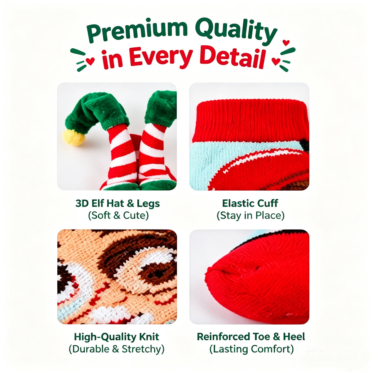 3D Christmas Elf Socks – Fun Plush Character Socks