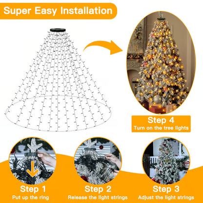 Christmas Tree Waterfall Lights with Ring