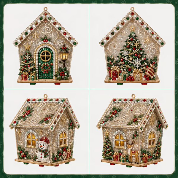 3D Christmas Wooden House Diamond Art Kit
