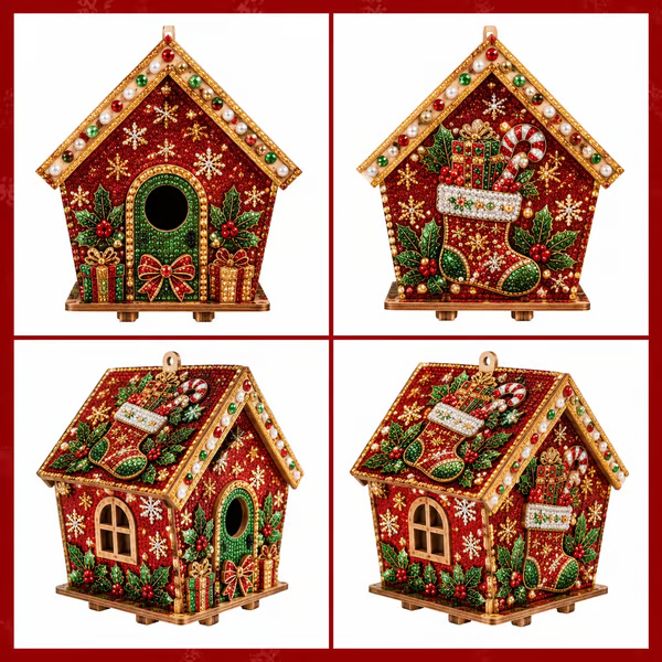 3D Christmas Wooden House Diamond Art Kit
