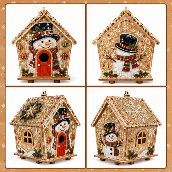 3D Christmas Wooden House Diamond Art Kit