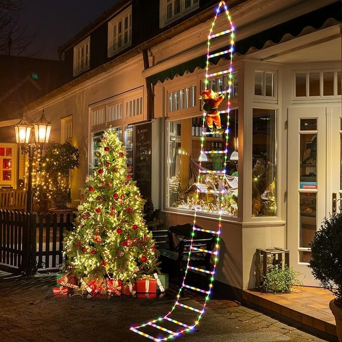 Christmas Santa Climbing Stairs Light