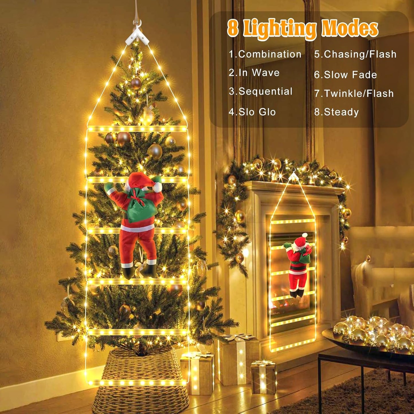 Christmas Santa Climbing Stairs Light