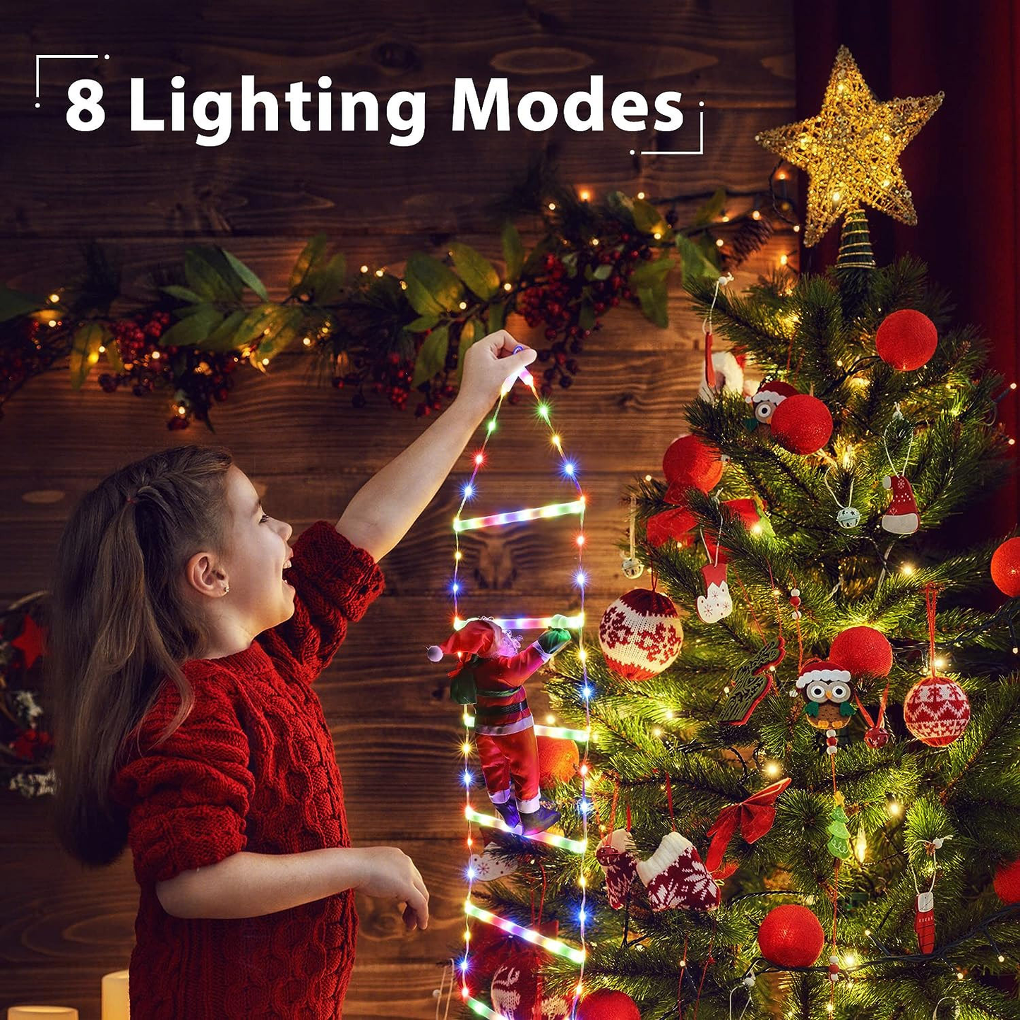 Christmas Santa Climbing Stairs Light