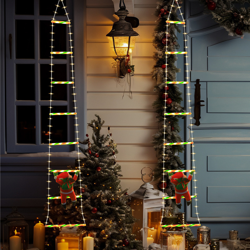 Christmas Santa Climbing Stairs Light