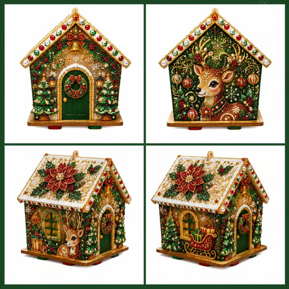 3D Christmas Wooden House Diamond Art Kit