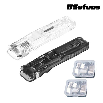 Portable Binder Clip Stapler - Includes 58 reusable clips