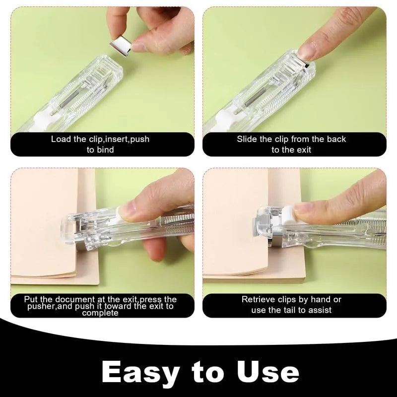 Portable Binder Clip Stapler - Includes 58 reusable clips