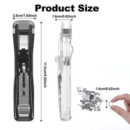 Portable Binder Clip Stapler - Includes 58 reusable clips